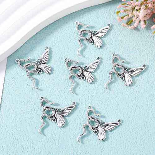 Zinc Alloy Charm Connector, Butterfly, silver color plated, DIY & 1/2 loop Approx 