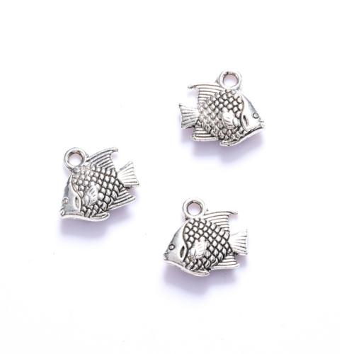 Zinc Alloy Animal Pendants, Fish, silver color plated, DIY Approx [