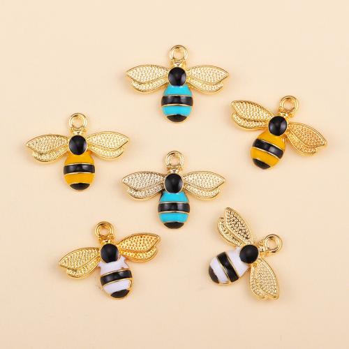 Zinc Alloy Enamel Pendants, Bee, gold color plated, DIY 