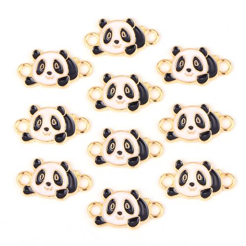 Emaille Zink Legierung Connector, Zinklegierung, Panda, goldfarben plattiert, DIY & 1/1-Schleife, schwarz, 20x11mm, 100PCs/Tasche, verkauft von Tasche