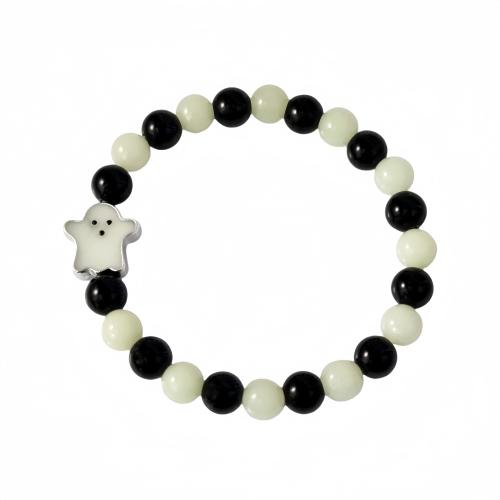 Glass Bracelet, with Zinc Alloy, Ghost, Unisex & Halloween Jewelry Gift & luminated Inner Approx 55mm 