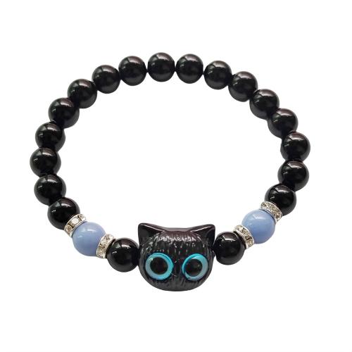 Ágata Pulsera, Gato, unisexo & luminoso, más colores para la opción, diámetro interior:aproximado 55mm, Vendido por UD