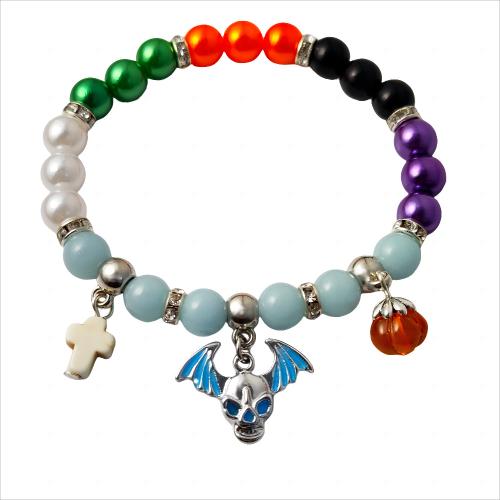 Plastic Bracelet, with Copper & Glass, Skull, Unisex & Halloween Jewelry Gift & luminated Inner Approx 55mm 