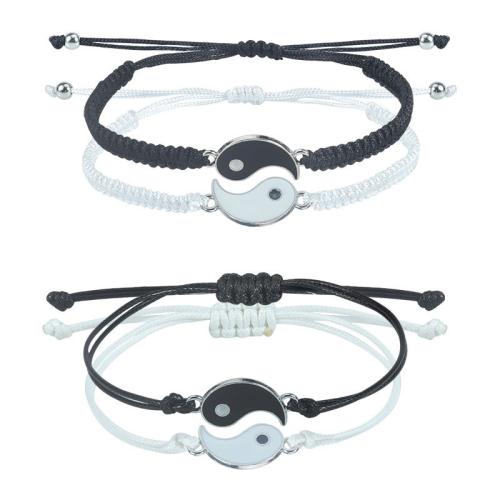 aleación de zinc Pulsera, con cordón poliéster, hecho a mano, unisexo & diferentes estilos para la opción & esmalte, longitud:aproximado 6.29-11.81 Inch, Vendido por UD