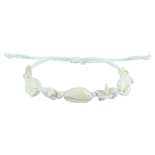 Nácar Pulsera, con cordón poliéster, hecho a mano, Estilo bohemio & unisexo, Blanco, longitud:aproximado 5.12-11.8 Inch, Vendido por UD