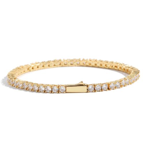 Bracelet cubique en laiton zircon pavent, bijoux de mode & longueur différente pour le choix & pavé de micro zircon & pour femme, plus de couleurs à choisir, Vendu par PC[