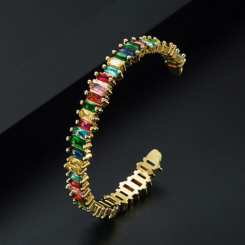 brazalete de cobre amarillo, metal, Joyería & diferentes estilos para la opción & micro arcilla de zirconia cúbica & para mujer, Vendido por UD[