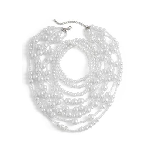 Plastic Pearl Necklace, fashion jewelry & multilayer & for woman 