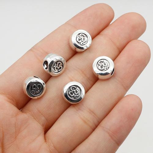 Zinklegierung Zwischenperlen, flache Runde, silberfarben plattiert, DIY, 10x6mm, Bohrung:ca. 4mm, ca. 200PCs/Tasche, verkauft von Tasche[