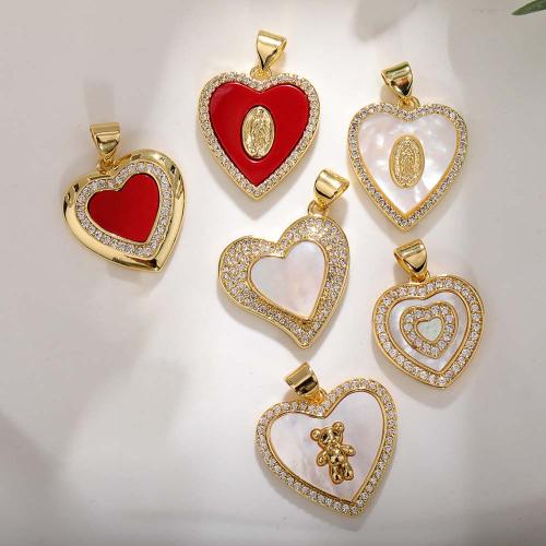 Enamel Brass Pendants, gold color plated, DIY & micro pave cubic zirconia 