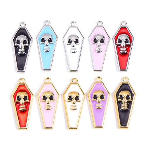 Zinc Alloy Enamel Pendants, Skull, plated, DIY 