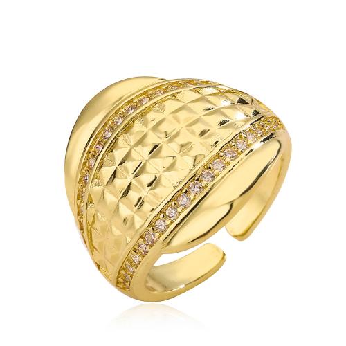 Cubic Zirconia Micro Pave Brass Finger Ring, gold color plated, fashion jewelry & micro pave cubic zirconia, golden, Ring inner ~18mm 