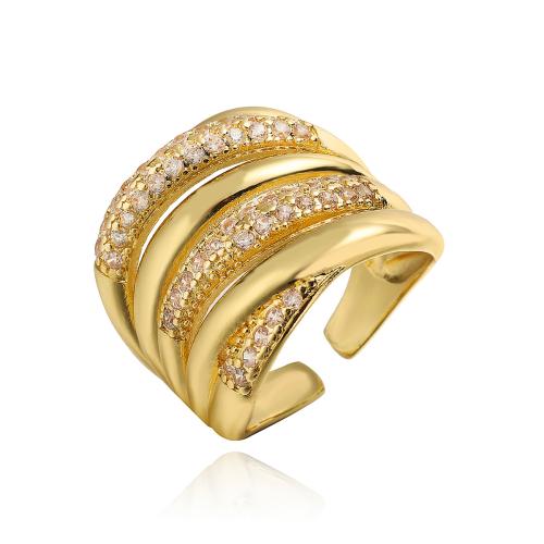 Cubic Zirconia Micro Pave Brass Finger Ring, gold color plated, fashion jewelry & micro pave cubic zirconia, golden, Ring inner ~18mm 