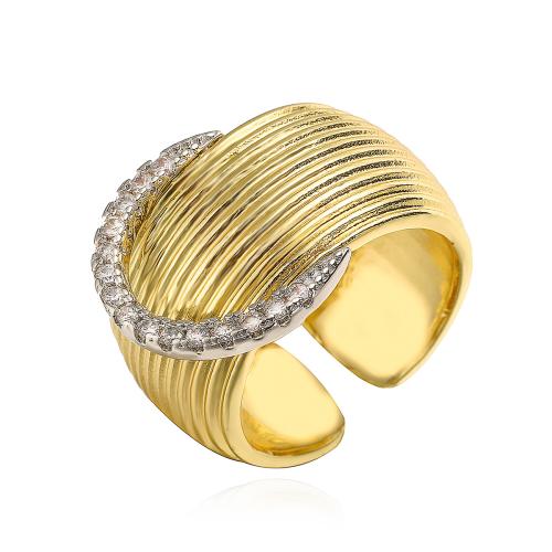 Cubic Zirconia Micro Pave Brass Finger Ring, gold color plated, fashion jewelry & micro pave cubic zirconia, golden, Ring inner ~18mm 