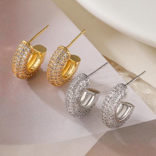 Cubic Zirconia Micro Pave Brass Earring, plated, fashion jewelry & micro pave cubic zirconia 