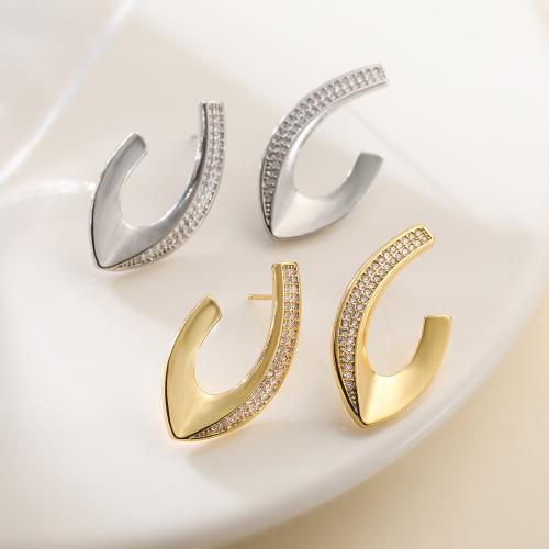 Cubic Zirconia Micro Pave Brass Earring, plated, fashion jewelry & micro pave cubic zirconia 