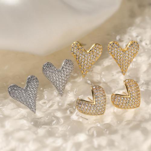 Cubic Zirconia Micro Pave Brass Earring, plated, fashion jewelry & micro pave cubic zirconia 