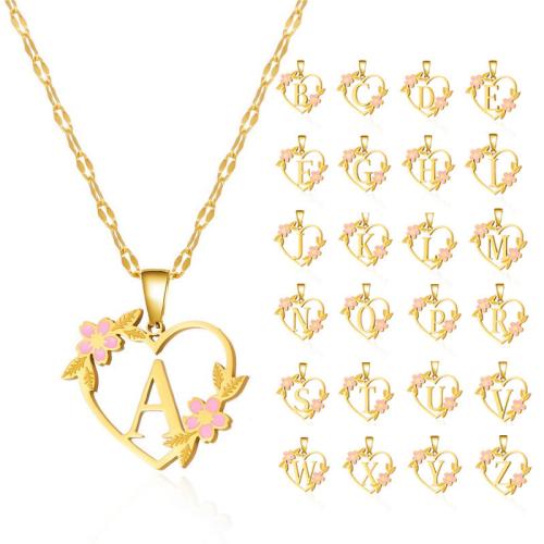 Stainless Steel Jewelry Necklace, 304 Stainless Steel, with 5cm extender chain & for woman & enamel & hollow, gold cm 