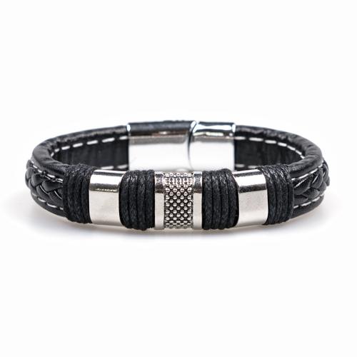 PU Leather Cord Bracelets, Zinc Alloy, with PU Leather, handmade, Unisex Approx 21.5 cm 