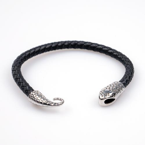 bracelet de cordon en PU , alliage de zinc, avec cuir PU, fait à la main, unisexe, plus de couleurs à choisir Environ 21.5 cm, Vendu par PC[