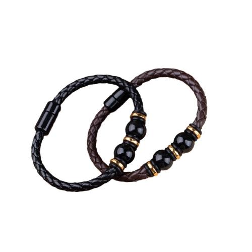 PU Leather Cord Bracelets, Zinc Alloy, with PU Leather, handmade, Unisex [