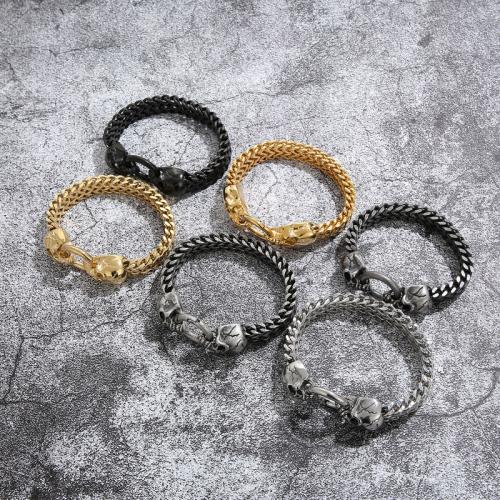 Stainless Steel Chain Bracelets, 304 Stainless Steel, Skull, Vacuum Ion Plating  & for man 