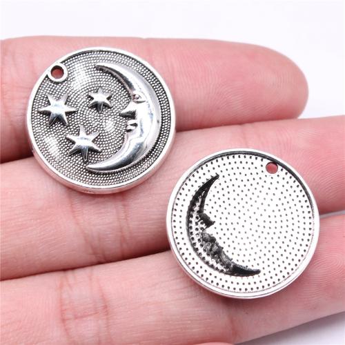 Zinc Alloy Jewelry Pendants, Moon and Star, antique silver color plated, DIY 