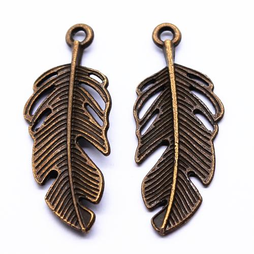 Zinc Alloy Feather Pendants, plated, DIY 