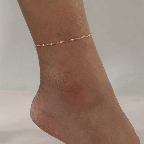 Brass Anklet, fashion jewelry & for woman, golden Approx 22 cm 