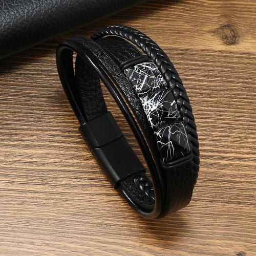 Leather Bracelet, handmade, gothic style & for man Approx 8.3 Inch 