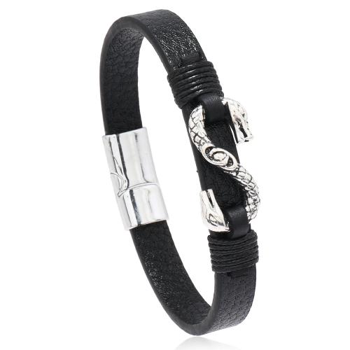 PU Leather Bracelet, with Zinc Alloy, Snake, handmade, fashion jewelry & Unisex Approx 8.26 Inch 