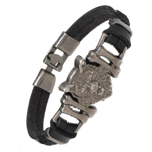 Leather Bracelet, with Zinc Alloy, handmade, punk style & Unisex Approx 8.26 Inch 