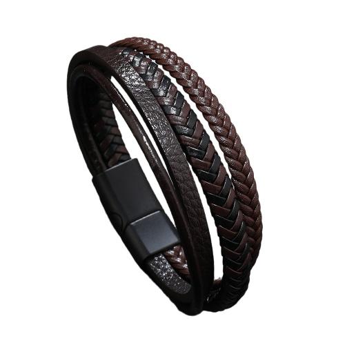 PU Leather Bracelet, handmade, multilayer & Unisex, Random Color Approx 8.26 Inch 