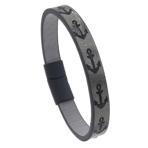 PU Leather Bracelet, with Zinc Alloy, printing & for man Approx 8.5-8.7 Inch 