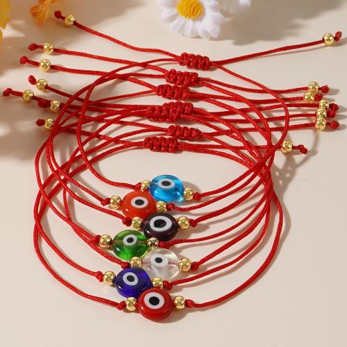 Evil Eye Lampwork Bracelets, 7 pieces & Adjustable & fashion jewelry & for woman, red Approx 28 cm [