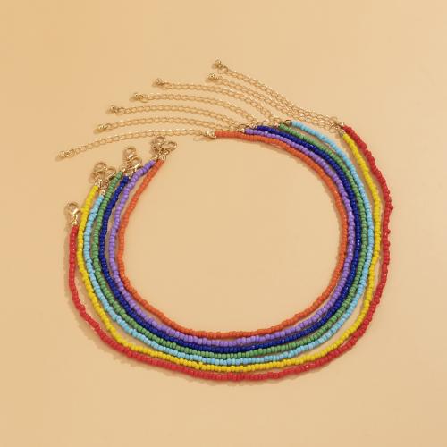 Petite perle en verre de collier 
, Seedbead, avec 7cm chaînes de rallonge, bijoux de mode & multicouche & pour femme Environ 35 cm, Vendu par PC[