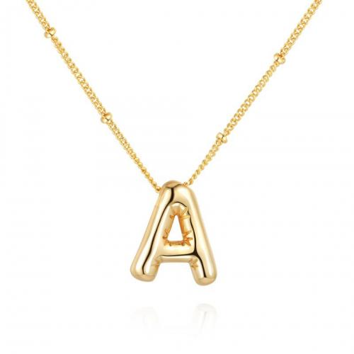 Brass Jewelry Necklace, with 5cm extender chain, Alphabet Letter, fashion jewelry & Unisex Approx 45 cm 