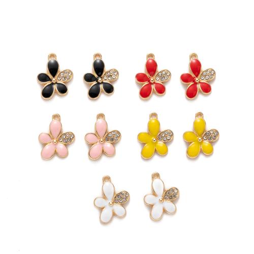 Zinc Alloy Enamel Pendants, petals, DIY & with rhinestone 