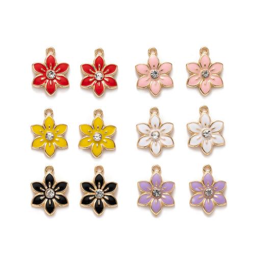 Zinc Alloy Enamel Pendants, petals, DIY & with rhinestone 