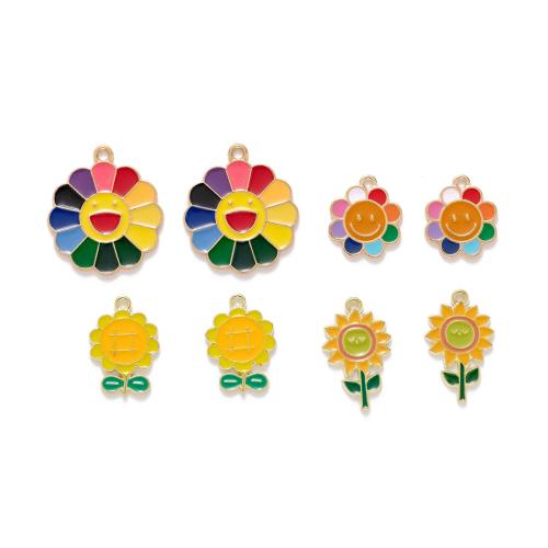 Zinc Alloy Enamel Pendants, Flower, DIY 