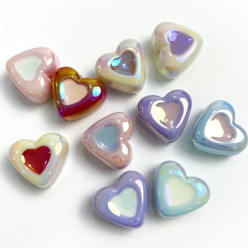 Enamel Acrylic Beads, Heart, UV plating, double-sided enamel & DIY Approx 2mm, Approx 