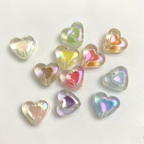 Enamel Acrylic Beads, Heart, colorful plated, DIY Approx 2mm, Approx 