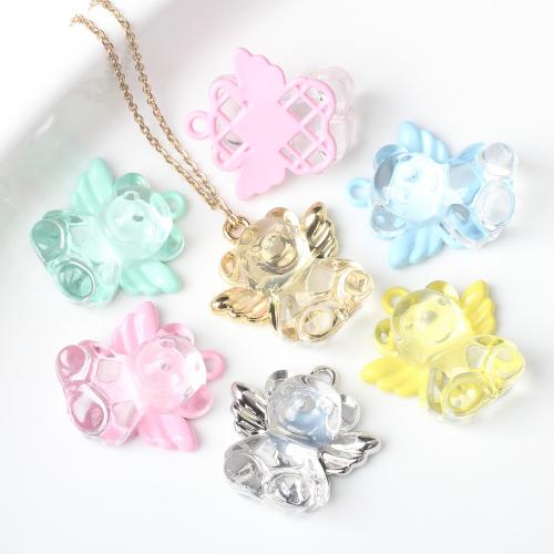 Cartoon Resin Pendant, Zinc Alloy, with Resin, Bear, plated, DIY [