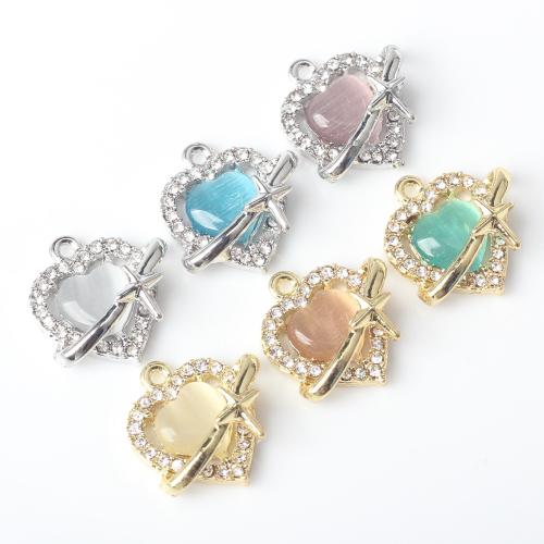 Resin Zinc Alloy Pendants, with Resin, Heart, plated, DIY & micro pave cubic zirconia [