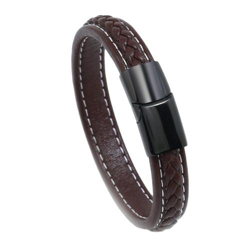 PU Leather Cord Bracelets, with 304 Stainless Steel, fashion jewelry & Unisex 11mm 