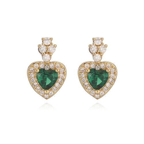 Cubic Zirconia Micro Pave Brass Earring, plated, fashion jewelry & micro pave cubic zirconia 