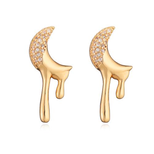 Cubic Zirconia Micro Pave Brass Earring, plated, fashion jewelry & micro pave cubic zirconia 