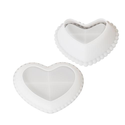 DIY Epoxy Mold Set, Silicone, Heart, white [