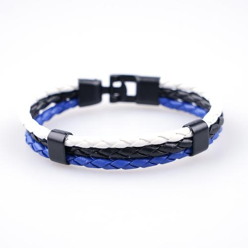 bracelet de cordon en PU , alliage de zinc, avec cuir PU, unisexe, plus de couleurs à choisir Environ 21 cm, Vendu par PC[