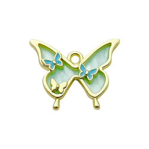 Zinc Alloy Enamel Pendants, Butterfly, plated, DIY 